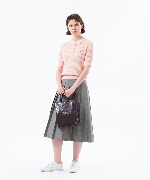 MACKINTOSH PHILOSOPHY（ﾏｯｷﾝﾄｯｼｭ ﾌｨﾛｿﾌｨｰ）の「【WEB&一部店舗限定】バッキンガムベア ケーブルニットポロ（ポロシャツ・レディース・ブルー/イエロー/ライトブルー/ピンク系その他2/ダークネイビー/グリーン・38）」の7枚目の写真