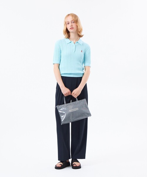 MACKINTOSH PHILOSOPHY（ﾏｯｷﾝﾄｯｼｭ ﾌｨﾛｿﾌｨｰ）の「【WEB&一部店舗限定】バッキンガムベア ケーブルニットポロ（ポロシャツ・レディース・ブルー/イエロー/ライトブルー/ピンク系その他2/ダークネイビー/グリーン・38）」の8枚目の写真