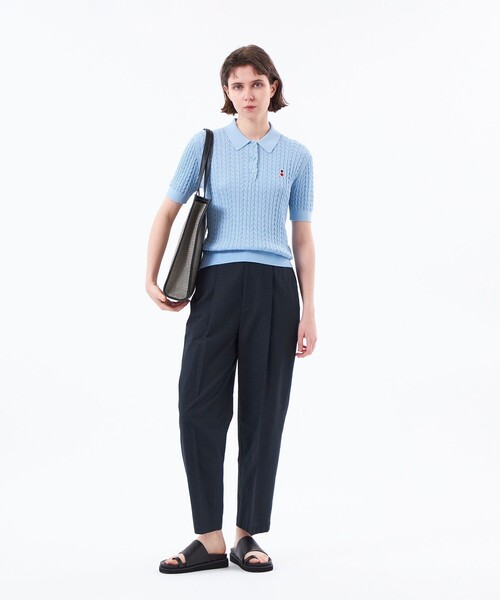 MACKINTOSH PHILOSOPHY（ﾏｯｷﾝﾄｯｼｭ ﾌｨﾛｿﾌｨｰ）の「【WEB&一部店舗限定】バッキンガムベア ケーブルニットポロ（ポロシャツ・レディース・ブルー/イエロー/ライトブルー/ピンク系その他2/ダークネイビー/グリーン・38）」の9枚目の写真