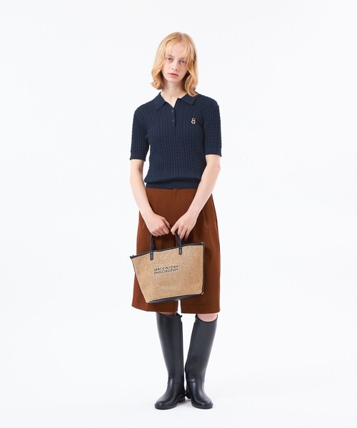 MACKINTOSH PHILOSOPHY（ﾏｯｷﾝﾄｯｼｭ ﾌｨﾛｿﾌｨｰ）の「【WEB&一部店舗限定】バッキンガムベア ケーブルニットポロ（ポロシャツ・レディース・ブルー/イエロー/ライトブルー/ピンク系その他2/ダークネイビー/グリーン・38）」の10枚目の写真