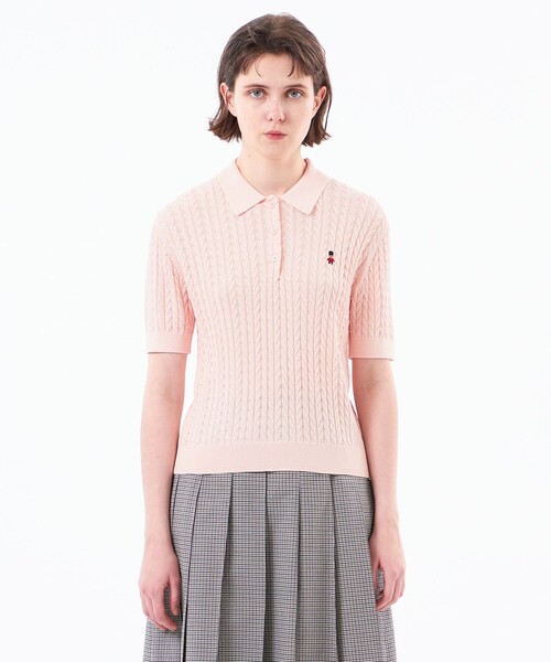 MACKINTOSH PHILOSOPHY（ﾏｯｷﾝﾄｯｼｭ ﾌｨﾛｿﾌｨｰ）の「【WEB&一部店舗限定】バッキンガムベア ケーブルニットポロ（ポロシャツ・レディース・ブルー/イエロー/ライトブルー/ピンク系その他2/ダークネイビー/グリーン・38）」の13枚目の写真
