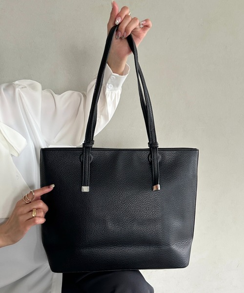 MYMOOD.(マイムード)の「【A4収納可】通勤にぴったり PUシンプルデザイントートバッグ(トートバッグ・レディース・アイボリー/ベージュ/ブラック・FREE)」の7枚目の写真