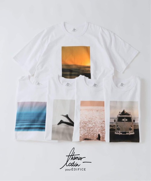 EDIFICE（エディフィス）の「THOMAS LODIN(トーマス ロディン) 別注 フォト プリント Tシャツ（Tシャツ/カットソー・メンズ・ブルー/ブラック/オレンジ/ベージュ/ブラック系その他・LARGE/MEDIUM）」の6枚目の写真