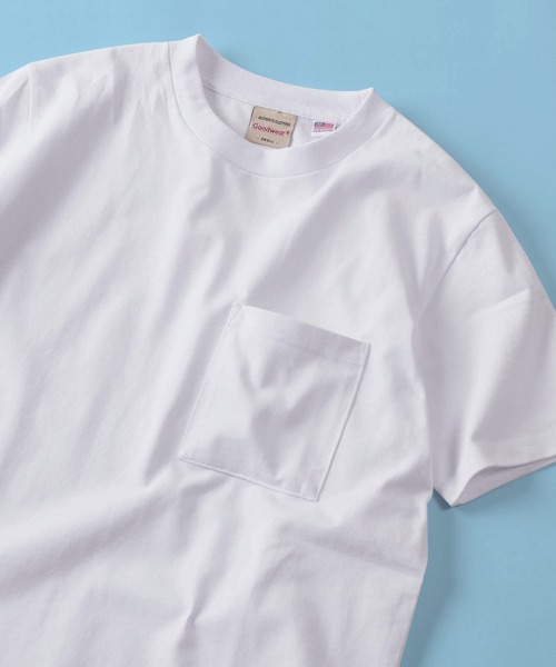 Goodwear(グッドウェア)の「【75】【Goodwear/グッドウェア】ヘビーウェイト USAコットン 吸水速乾 接触冷感 無地 ポケット クルーネック 半袖Tシャツ/レギュラーシルエット(Tシャツ/カットソー・メンズ・グレー/ブラック/カーキ/ホワイト/ネイビー・S/M/L/XL)」の2枚目の写真