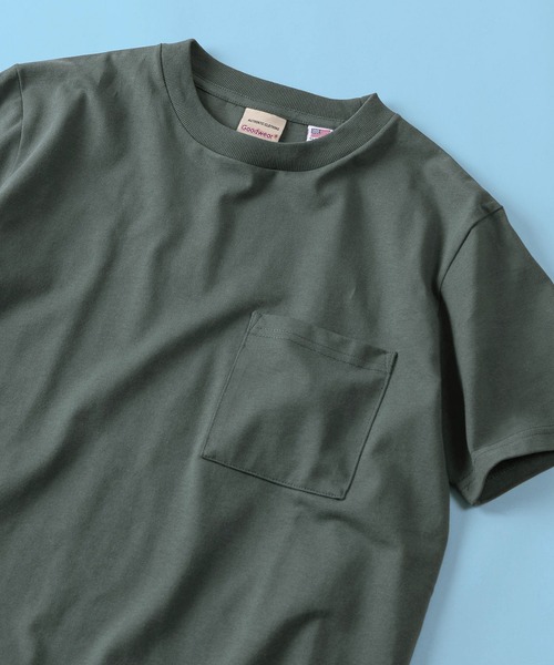 Goodwear(グッドウェア)の「【75】【Goodwear/グッドウェア】ヘビーウェイト USAコットン 吸水速乾 接触冷感 無地 ポケット クルーネック 半袖Tシャツ/レギュラーシルエット(Tシャツ/カットソー・メンズ・グレー/ブラック/カーキ/ホワイト/ネイビー・S/M/L/XL)」の4枚目の写真