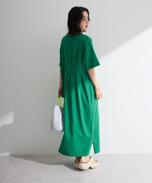 セール】【適ON】半袖タックカットワンピース（ワンピース）｜Green