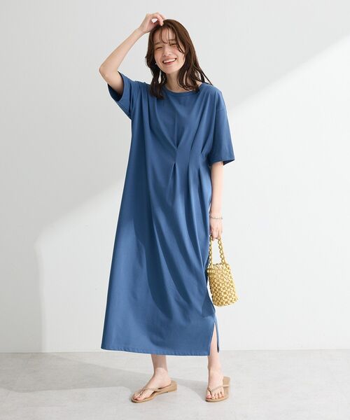 Green Parks(グリーンパークス)の「【適ON】半袖タックカットワンピース(ワンピース・レディース・ブルー系その他6/ブラック/モカ/グリーン・FREE)」の5枚目の写真