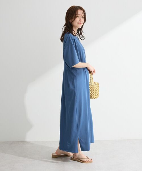 Green Parks(グリーンパークス)の「【適ON】半袖タックカットワンピース(ワンピース・レディース・ブルー系その他6/ブラック/モカ/グリーン・FREE)」の6枚目の写真