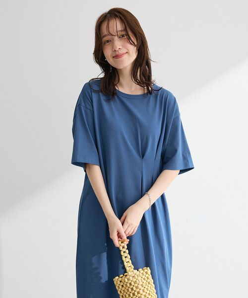 Green Parks(グリーンパークス)の「【適ON】半袖タックカットワンピース(ワンピース・レディース・ブルー系その他6/ブラック/モカ/グリーン・FREE)」の8枚目の写真