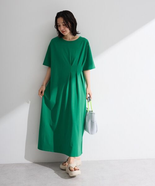 Green Parks(グリーンパークス)の「【適ON】半袖タックカットワンピース(ワンピース・レディース・ブルー系その他6/ブラック/モカ/グリーン・FREE)」の14枚目の写真