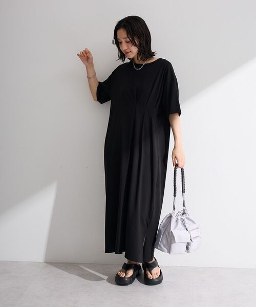 Green Parks(グリーンパークス)の「【適ON】半袖タックカットワンピース(ワンピース・レディース・ブルー系その他6/ブラック/モカ/グリーン・FREE)」の16枚目の写真