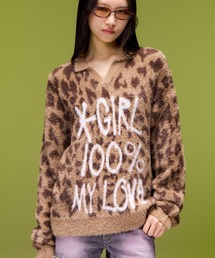 X-girl | LOGO JACQUARD SHAGGY SKIPPER KNIT TOP(ニット/セーター)