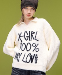 LOGO JACQUARD SHAGGY SKIPPER KNIT TOP