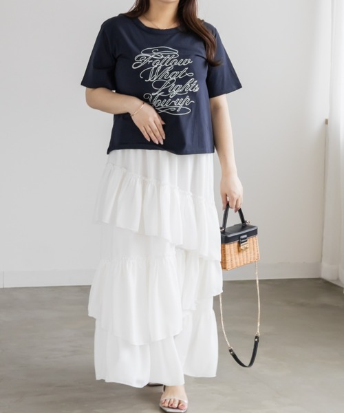 CLETTE(クレット)の「CLETTEオリジナルロゴ刺繍Tシャツ(Tシャツ/カットソー・レディース・ワイン/オフホワイト/ネイビー・4L/3L/LL)」の8枚目の写真