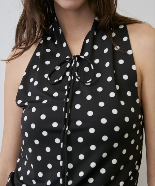 Rohwel(ローウェル)の「Dot Halter Neck Tops / ドットホルターネックトップス(タンクトップ・レディース・ホワイト/ブラック・FREE)」の6枚目の写真