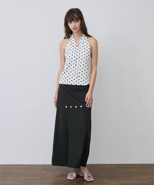 Rohwel(ローウェル)の「Dot Halter Neck Tops / ドットホルターネックトップス(タンクトップ・レディース・ホワイト/ブラック・FREE)」の10枚目の写真