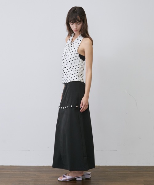 Rohwel(ローウェル)の「Dot Halter Neck Tops / ドットホルターネックトップス(タンクトップ・レディース・ホワイト/ブラック・FREE)」の11枚目の写真
