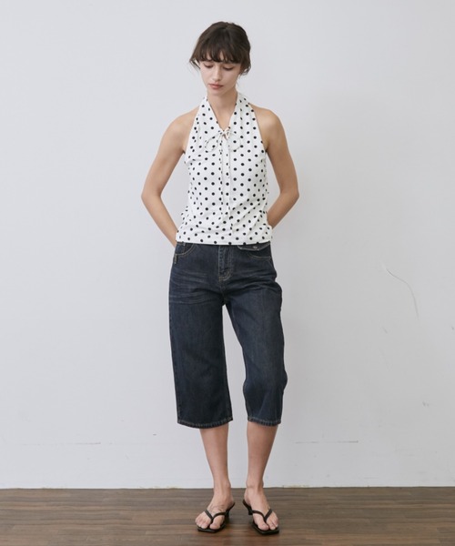 Rohwel(ローウェル)の「Dot Halter Neck Tops / ドットホルターネックトップス(タンクトップ・レディース・ホワイト/ブラック・FREE)」の13枚目の写真