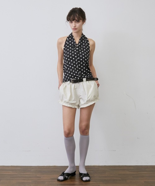 Rohwel(ローウェル)の「Dot Halter Neck Tops / ドットホルターネックトップス(タンクトップ・レディース・ホワイト/ブラック・FREE)」の3枚目の写真