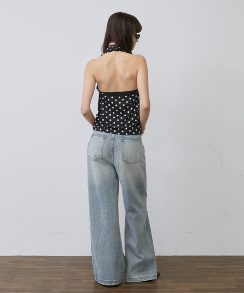 Rohwel(ローウェル)の「Dot Halter Neck Tops / ドットホルターネックトップス(タンクトップ・レディース・ホワイト/ブラック・FREE)」の9枚目の写真
