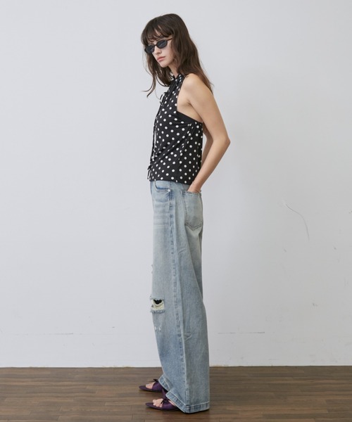 Rohwel(ローウェル)の「Dot Halter Neck Tops / ドットホルターネックトップス(タンクトップ・レディース・ホワイト/ブラック・FREE)」の8枚目の写真
