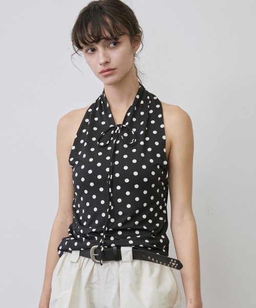 Rohwel(ローウェル)の「Dot Halter Neck Tops / ドットホルターネックトップス(タンクトップ・レディース・ホワイト/ブラック・FREE)」の19枚目の写真