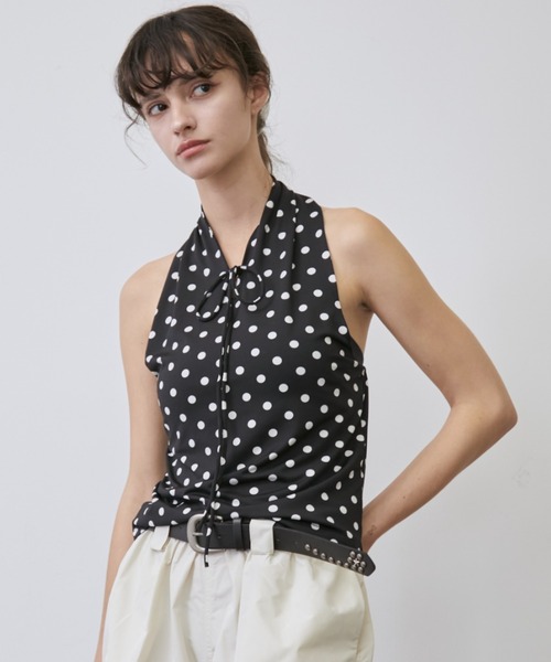 Rohwel(ローウェル)の「Dot Halter Neck Tops / ドットホルターネックトップス(タンクトップ・レディース・ホワイト/ブラック・FREE)」の22枚目の写真