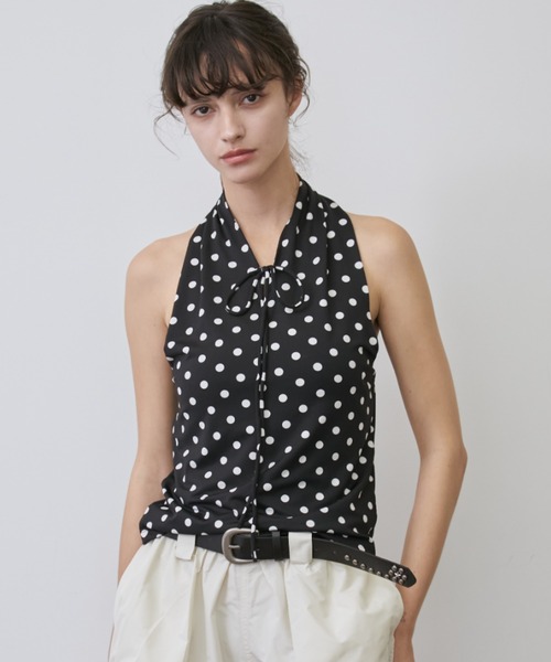 Rohwel(ローウェル)の「Dot Halter Neck Tops / ドットホルターネックトップス(タンクトップ・レディース・ホワイト/ブラック・FREE)」の20枚目の写真