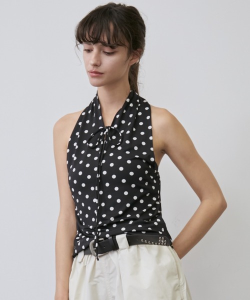 Rohwel(ローウェル)の「Dot Halter Neck Tops / ドットホルターネックトップス(タンクトップ・レディース・ホワイト/ブラック・FREE)」の21枚目の写真
