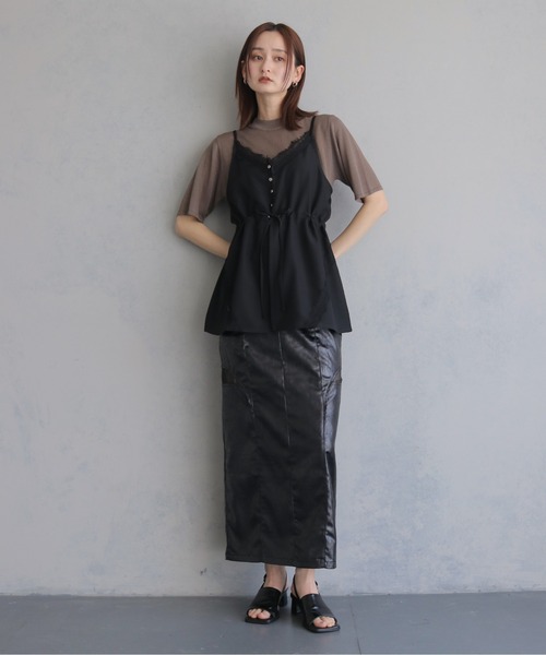 &g'aime（アンジェム）の「【&ｇ'aime 】レースチュニックビスチェ　Lace Tunic Bustier（ベスト・レディース・チャコールグレー/アイボリー/ブラック・FREE）」の4枚目の写真