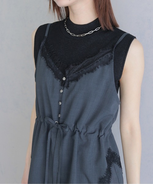 &g'aime（アンジェム）の「【&ｇ'aime 】レースチュニックビスチェ　Lace Tunic Bustier（ベスト・レディース・チャコールグレー/アイボリー/ブラック・FREE）」の14枚目の写真