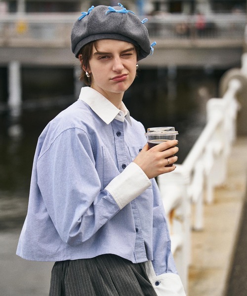MILKFED.(ミルクフェド)の「ACCENT COLLAR and CUFFS SHIRT(シャツ/ブラウス・レディース・グレー/ライトパープル/ブルー・S/M)」の3枚目の写真