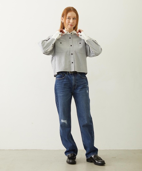 MILKFED.(ミルクフェド)の「ACCENT COLLAR and CUFFS SHIRT(シャツ/ブラウス・レディース・グレー/ライトパープル/ブルー・S/M)」の6枚目の写真
