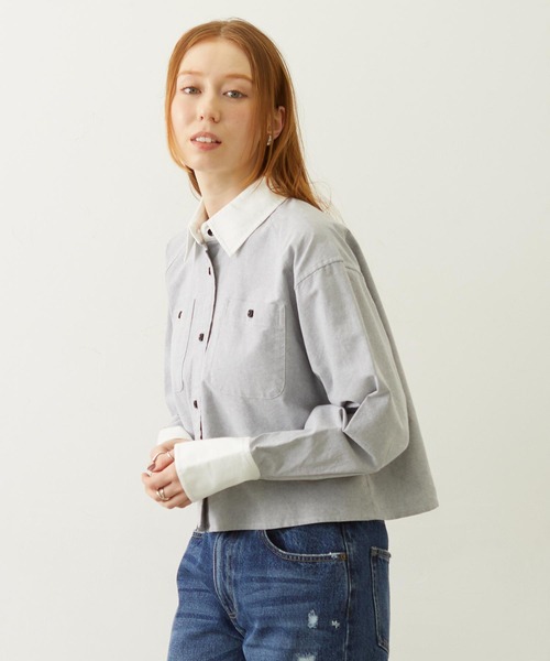 MILKFED.(ミルクフェド)の「ACCENT COLLAR and CUFFS SHIRT(シャツ/ブラウス・レディース・グレー/ライトパープル/ブルー・S/M)」の4枚目の写真