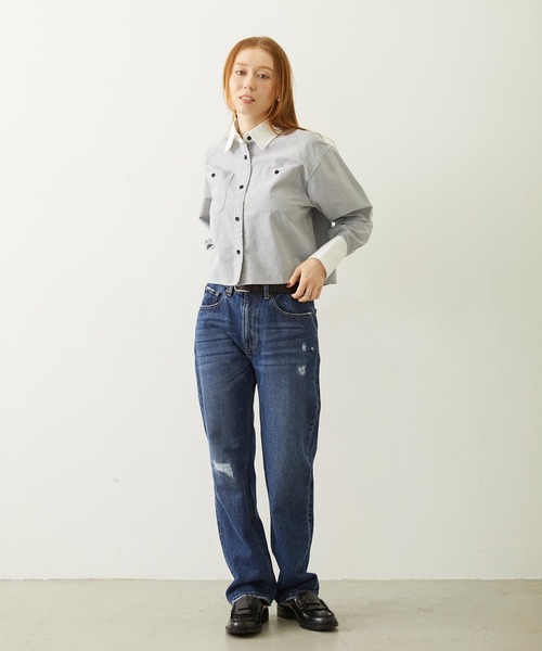MILKFED.(ミルクフェド)の「ACCENT COLLAR and CUFFS SHIRT(シャツ/ブラウス・レディース・グレー/ライトパープル/ブルー・S/M)」の7枚目の写真