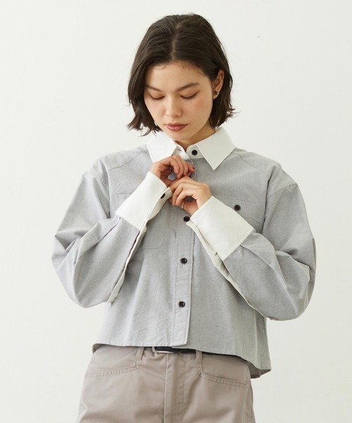 MILKFED.(ミルクフェド)の「ACCENT COLLAR and CUFFS SHIRT(シャツ/ブラウス・レディース・グレー/ライトパープル/ブルー・S/M)」の13枚目の写真