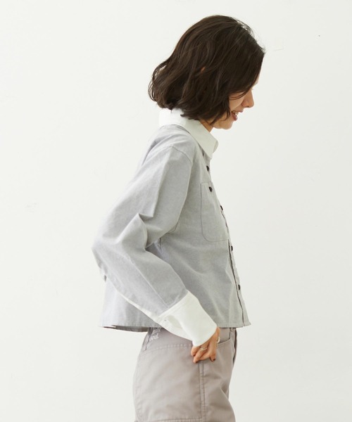 MILKFED.(ミルクフェド)の「ACCENT COLLAR and CUFFS SHIRT(シャツ/ブラウス・レディース・グレー/ライトパープル/ブルー・S/M)」の14枚目の写真