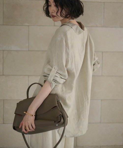 LAULEN（ローレン）の「linen design shirt /リネンデザインシャツ（シャツ/ブラウス・レディース・ベージュ/ブルー・FREE）」の9枚目の写真