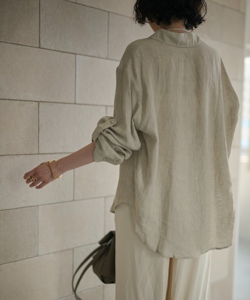 LAULEN（ローレン）の「linen design shirt /リネンデザインシャツ（シャツ/ブラウス・レディース・ベージュ/ブルー・FREE）」の11枚目の写真
