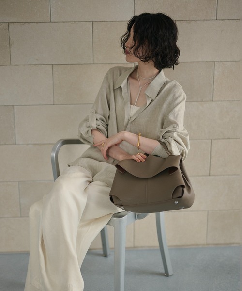 LAULEN（ローレン）の「linen design shirt /リネンデザインシャツ（シャツ/ブラウス・レディース・ベージュ/ブルー・FREE）」の12枚目の写真