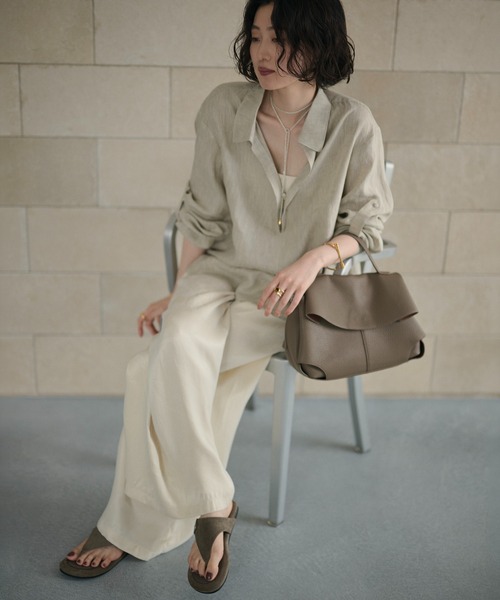 LAULEN（ローレン）の「linen design shirt /リネンデザインシャツ（シャツ/ブラウス・レディース・ベージュ/ブルー・FREE）」の13枚目の写真