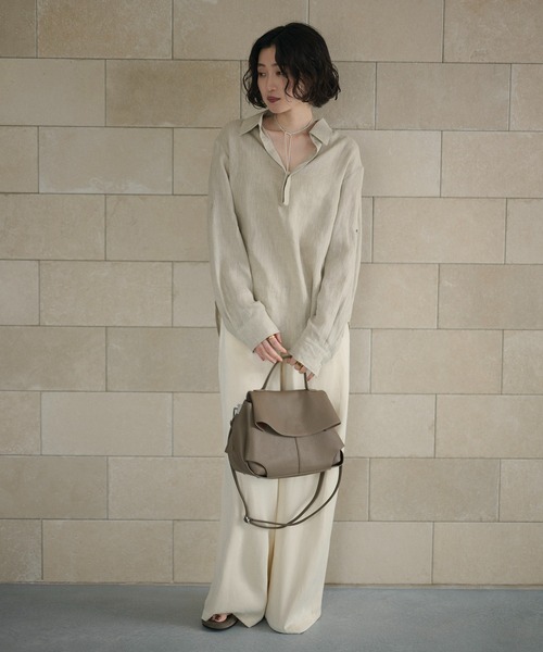 LAULEN（ローレン）の「linen design shirt /リネンデザインシャツ（シャツ/ブラウス・レディース・ベージュ/ブルー・FREE）」の14枚目の写真