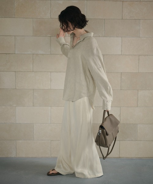 LAULEN（ローレン）の「linen design shirt /リネンデザインシャツ（シャツ/ブラウス・レディース・ベージュ/ブルー・FREE）」の15枚目の写真