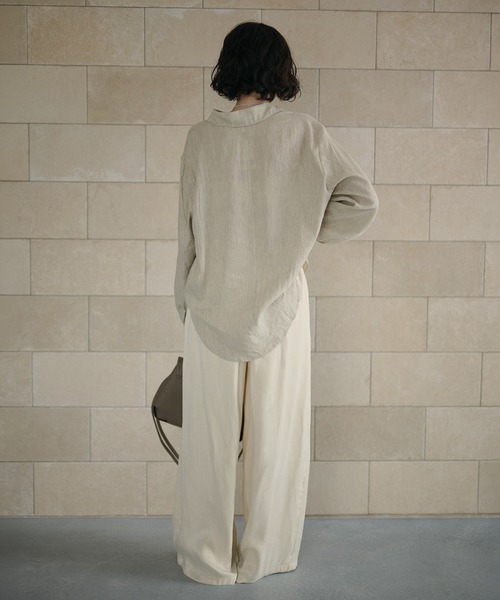 LAULEN（ローレン）の「linen design shirt /リネンデザインシャツ（シャツ/ブラウス・レディース・ベージュ/ブルー・FREE）」の16枚目の写真