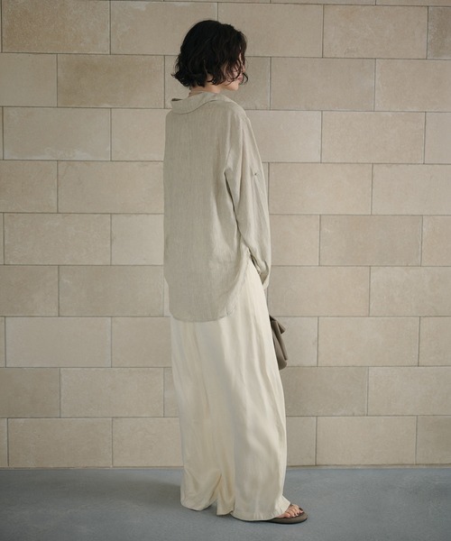 LAULEN（ローレン）の「linen design shirt /リネンデザインシャツ（シャツ/ブラウス・レディース・ベージュ/ブルー・FREE）」の17枚目の写真