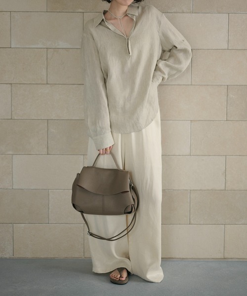 LAULEN（ローレン）の「linen design shirt /リネンデザインシャツ（シャツ/ブラウス・レディース・ベージュ/ブルー・FREE）」の18枚目の写真