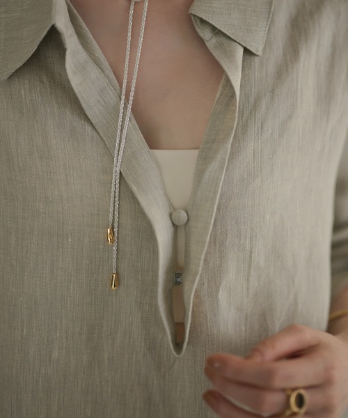 LAULEN（ローレン）の「linen design shirt /リネンデザインシャツ（シャツ/ブラウス・レディース・ベージュ/ブルー・FREE）」の20枚目の写真