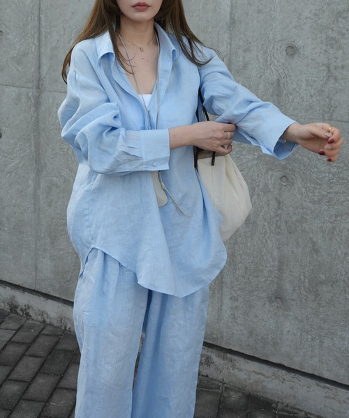 LAULEN（ローレン）の「linen design shirt /リネンデザインシャツ（シャツ/ブラウス・レディース・ベージュ/ブルー・FREE）」の22枚目の写真