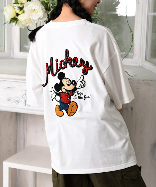 Disney(ディズニー)の「【neos】DISNEY ディズニー ミッキー&101匹わんちゃん もこもこサガラ刺繍 バックプリントTシャツ ビッグシルエット ルーズ 半袖 ユニセックス(Tシャツ/カットソー・レディース・ブラック/ベージュ/ホワイト/ブルー・X-LARGE/LARGE/MEDIUM)」の1枚目の写真