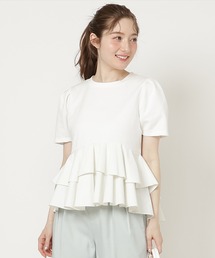 異素材ペプラムトップス